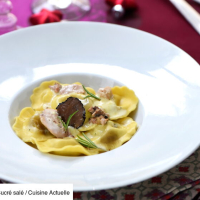 Ravioles de cèpes au foie gras et truffe