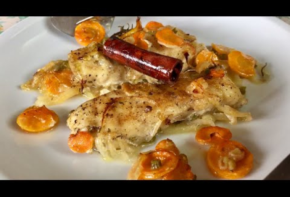 Dos de mérou braisé sur lit de tomate confites