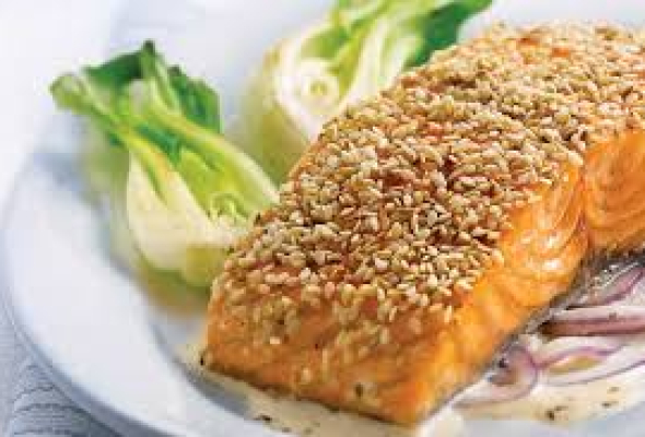 Filet de saumon à la croute de sesame